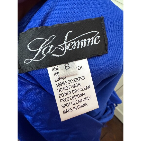 La Femme Lace-Up Back Mini Dress in Royal Blue Sz 6 - Picture 5 of 5